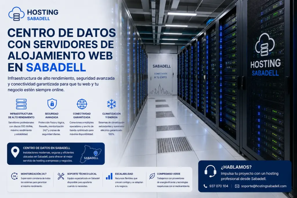 Centro de datos con servidores de alojamiento web en Sabadell.
