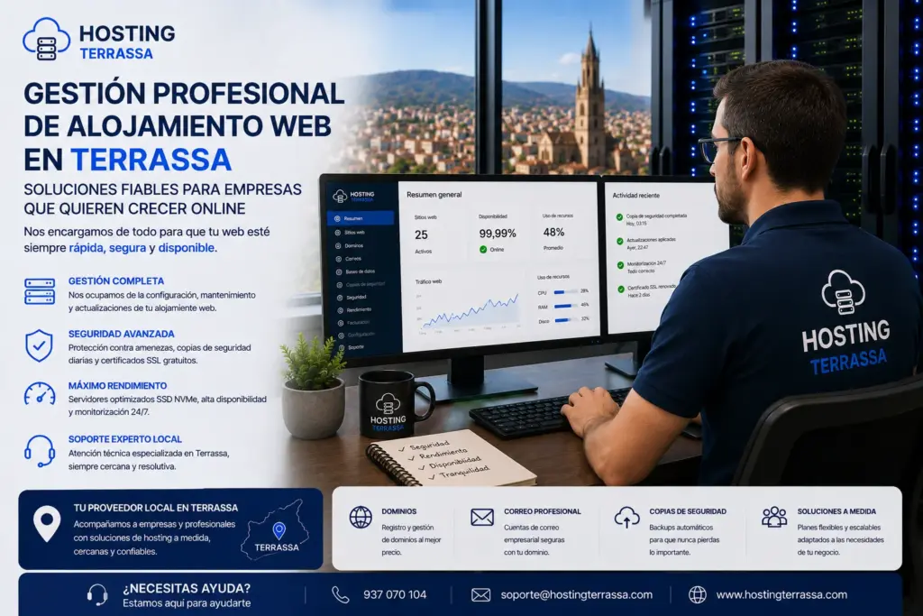 Gestión profesional de alojamiento web en Terrassa para empresas.