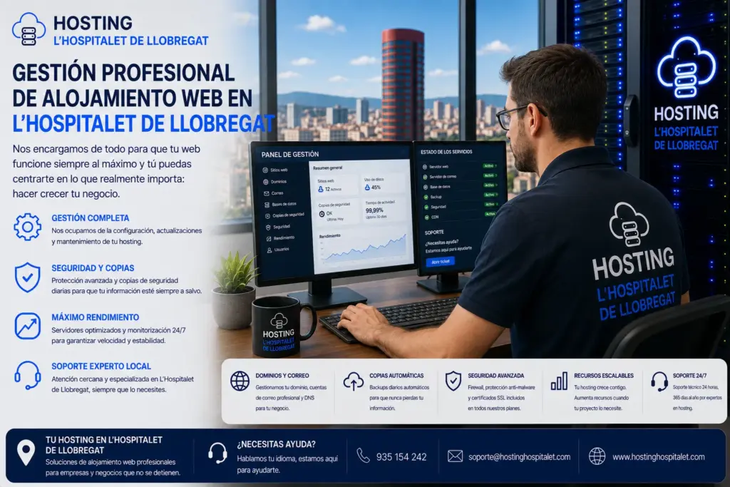 Gestión profesional de alojamiento web en L'Hospitalet de Llobregat.