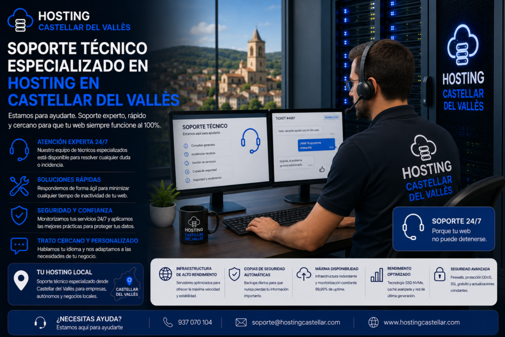 Soporte técnico especializado en hosting en Castellar del Vallès.